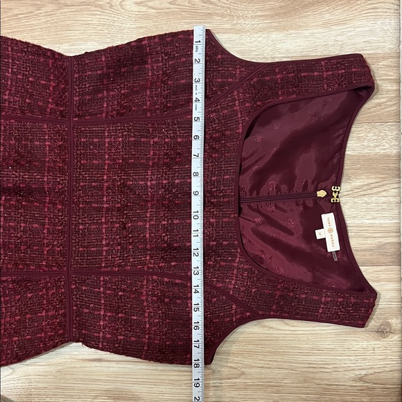 Tory Burch Tweed Sleeveless Sheath Dress Burgundy Size 10 - Picture 6 of 6
